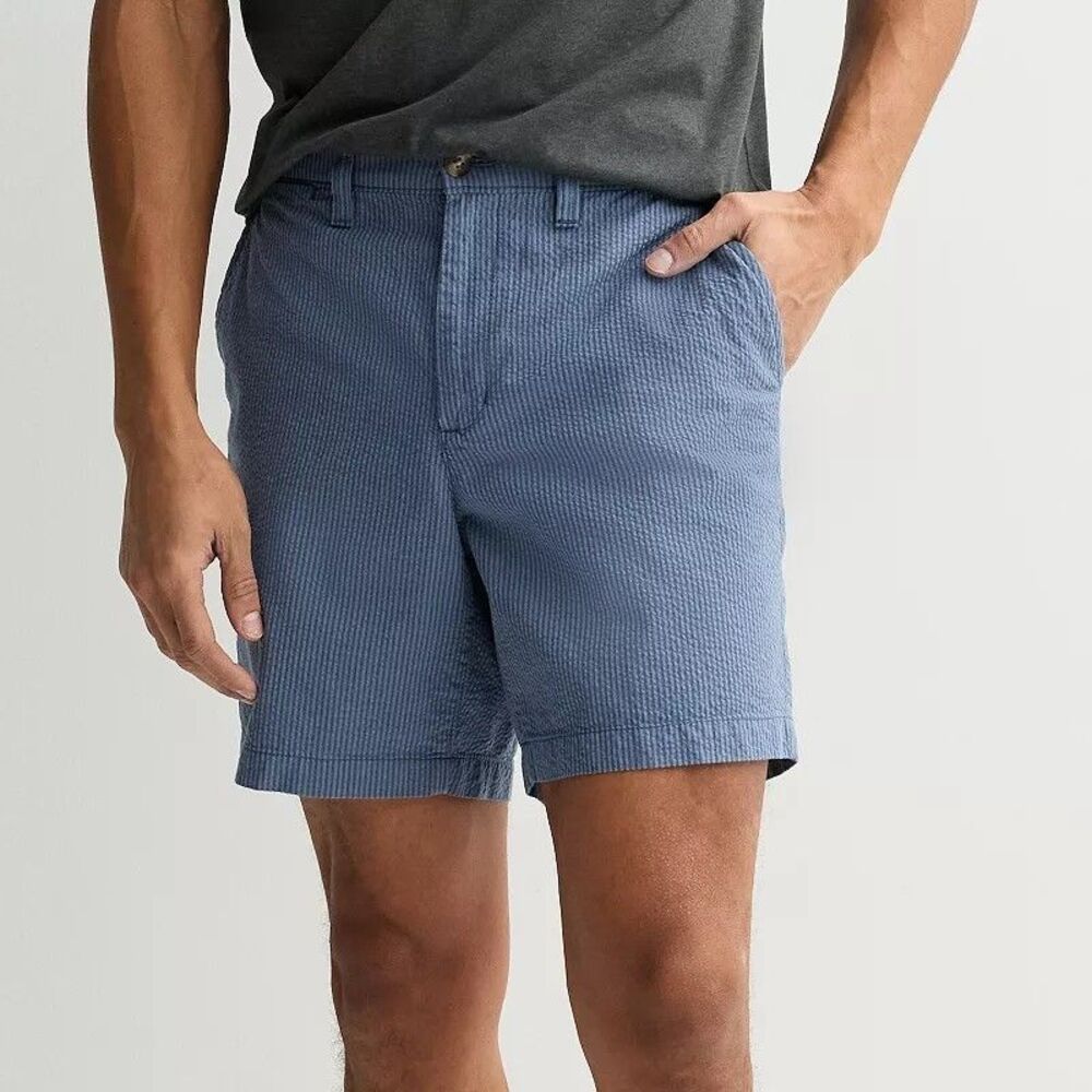 Sonoma Flexwear Seersucker Shorts Mens 36 Blue Lightweight NEW